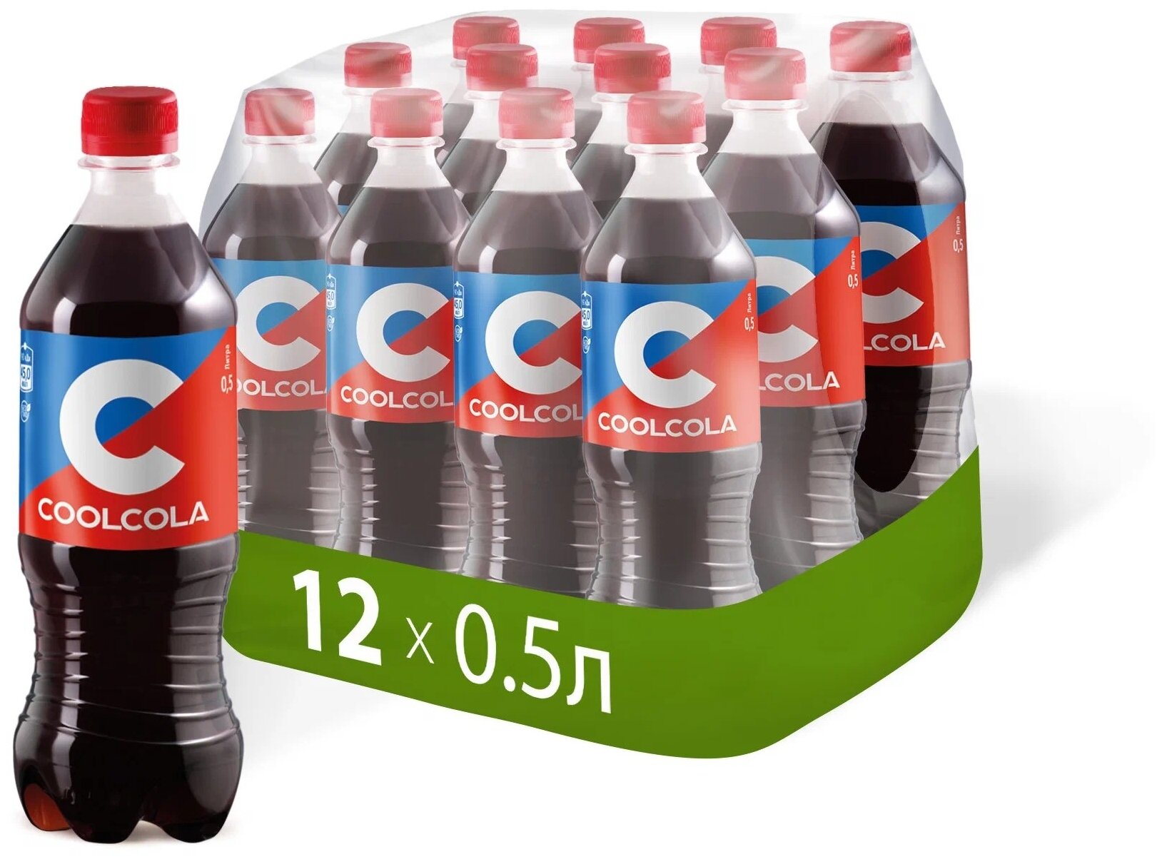 Напиток "Кул Кола" ("Cool Cola") безалкогольный сильногазированный, ПЭТ 0.5 упаковка (12шт) - фотография № 1