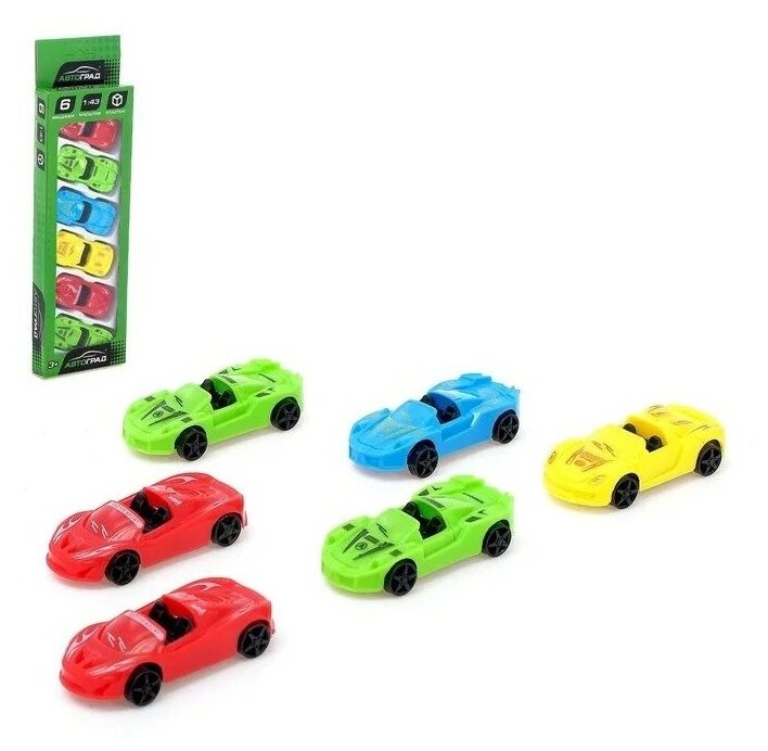 Набор машинок Автоград гоночных, 6 шт, разноцветные ZY569324