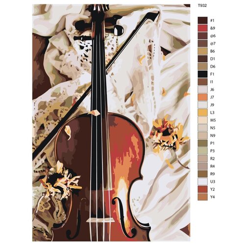 Картина по номерам T932 Скрипка, музыкальный инструмент 70x110