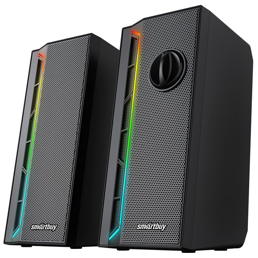 Акустическая система 2.0 Smartbuy NEON MELODY 2, RGB-подсветка, 6Вт, черная (SBA-4600)/16