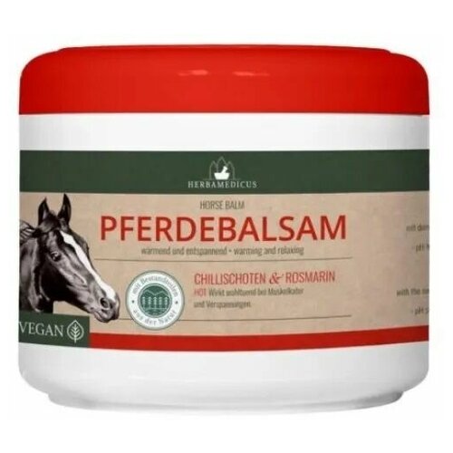 Herbamedicus (Хербамедикус), бальзам согревающий лошадиный Pferdebalsam Horse Balsam, при мышечных болях и напряжений, заживление и регенерация кожи, успокаивающий крем для ног, Германия, 500 мл
