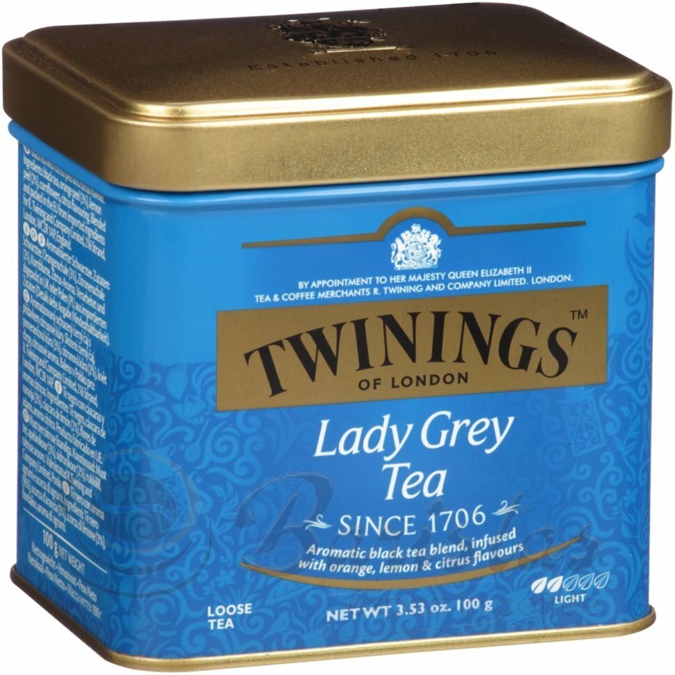 Twinings Lady Grey Tea с бергамотом черный чай жестяная банка 100 г (18994)