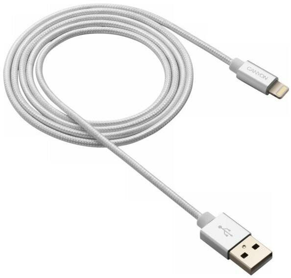 Кабель питания USB Type A Canyon CNS-MFIC3PW lightning USB белый