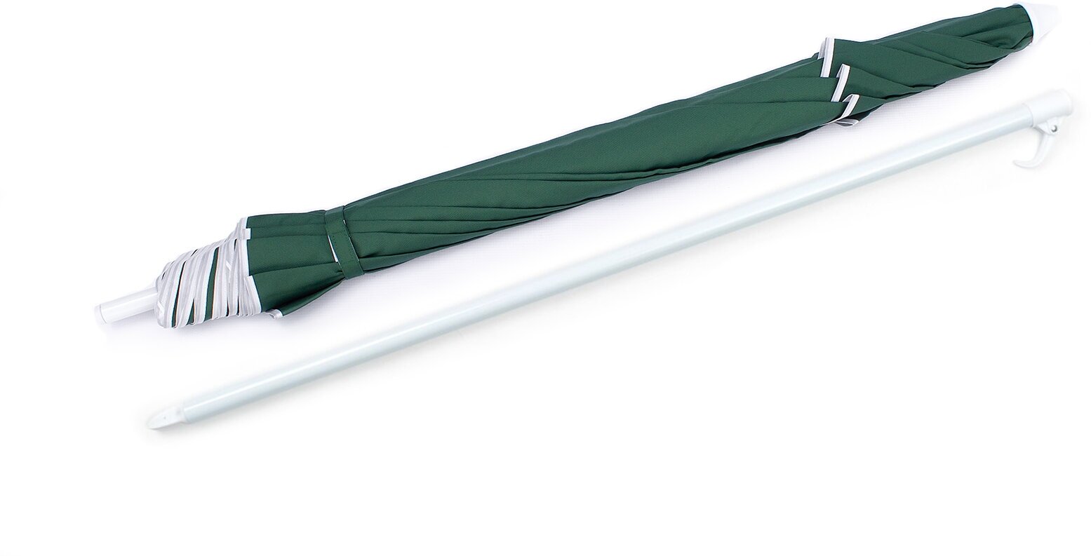 Зонт пляжный круглый складной с металлической ручкой, с клапаном, 220 см, зеленый - фотография № 3
