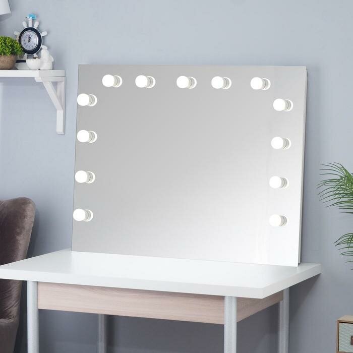 Зеркало, гримёрное, настенное, 13 лампочек, 90х70 см - фотография № 5