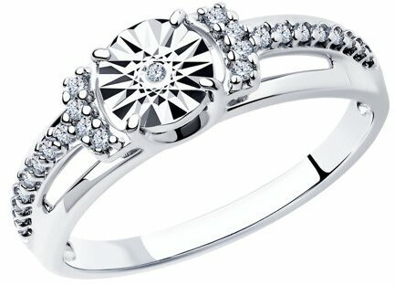 Кольцо Diamant online, серебро, 925 проба, бриллиант, фианит, размер 17