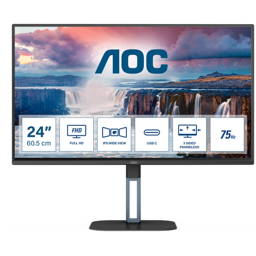 Монитор LCD 23.8' [16:9] 1920х1080(FHD) IPS, nonGLARE, 75 Hz, 300 cd/m2, H178°/V178°, 1000:1, 20М:1, 16.7M, 1ms, HDMI, USB-C, USB-Hub, Tilt, Speakers