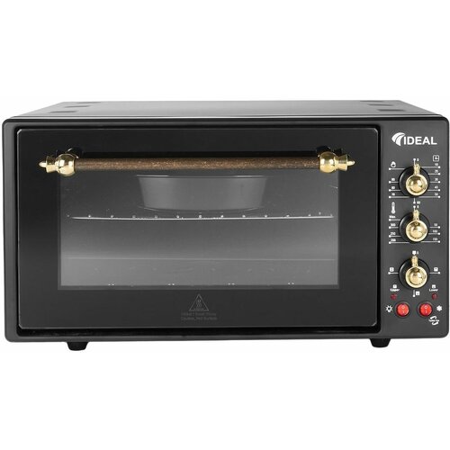 Многофункциональная мини печь IDEAL М 50 03 черная Ретро электрическая духовка с конвекцией 50 литров подсветка таймер с отключением 90 мин 1499400₽