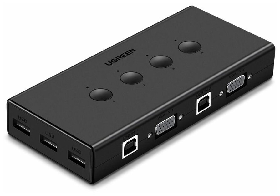 Свитч Ugreen CM154 (50280) 4-Port VGA/USB KVM Switch Box чёрный