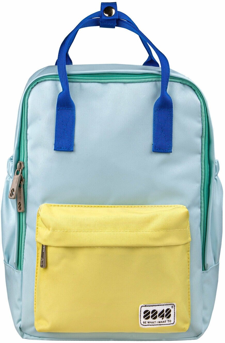 Рюкзак / 8848 / 003-008-036 Рюкзак-сумка 33х14х23 см / светло-бирюзовый с жёлтым