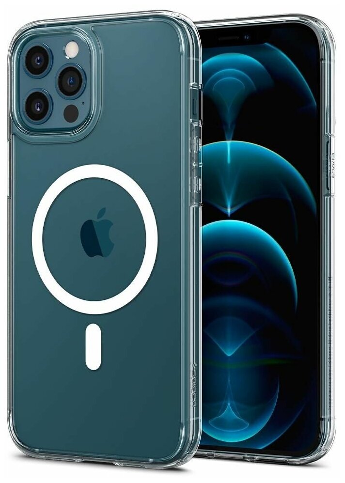 Чехол Spigen на Apple iPhone 12/12 Pro (ACS02625) Ultra Hybrid Mag (MagFit) / Спиген чехол для Айфон 12 MagSafe, противоударный, с защитой камеры, белый