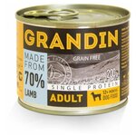 Grandin Adult Консервы для взрослых собак всех пород с ягненком и льняным маслом, 200г, 6 шт - изображение