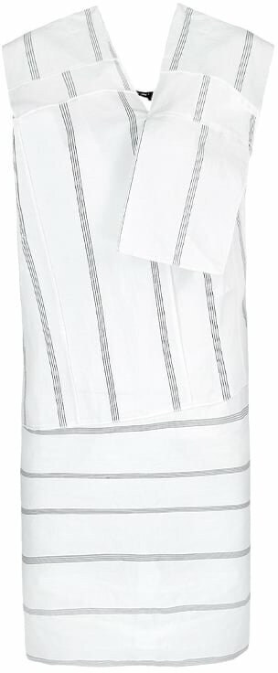 Блуза  Ter et Bantine, нарядный стиль, открытая спина, в полоску, размер 42, белый