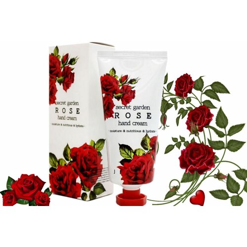 Jigott Крем для рук с экстрактом розы Secret Garden Rose Hand Cream, 100 мл