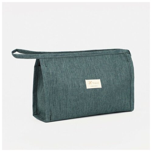 фото Косметичка одноцвет, 23,5*7*15,5см, отдел на молнии, зеленый 9364545 сима-ленд