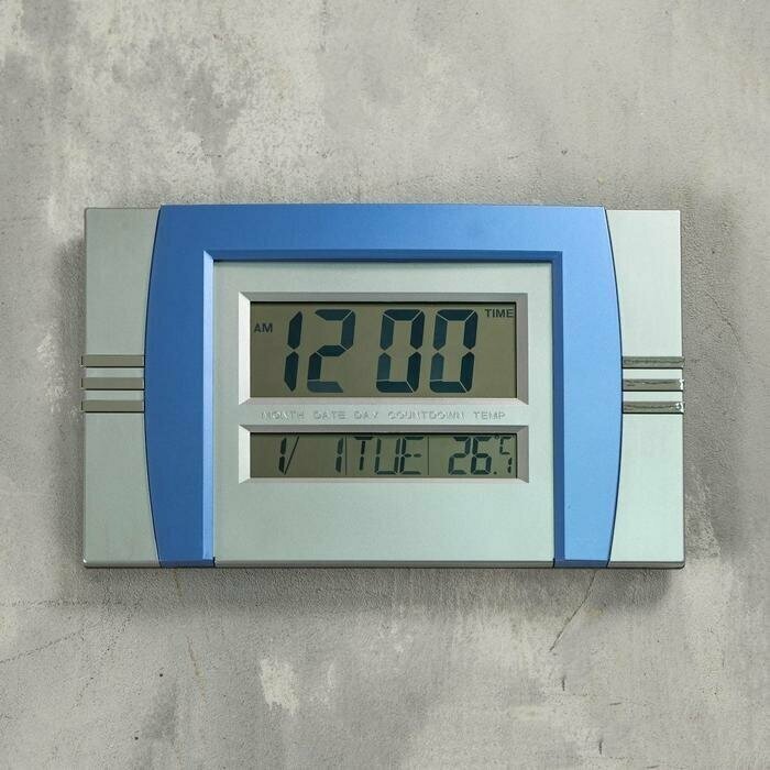 электронные будильник термометр календарь ААА формат ч - фотография № 2