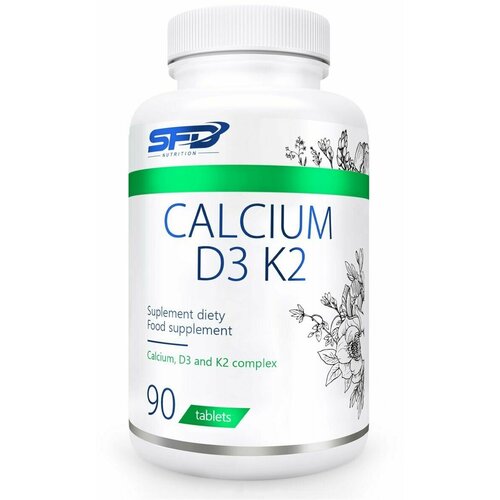Кальций, витамин Д3 + К2 SFD, 90 таблеток / Витаминно-минеральный комплекс для иммунитета, костей, зубов / Для взрослых, мужчин и женщин
