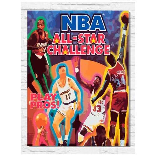 Картина по номерам на холсте игра NBA All Star Challenge (Sega, Сега, 16 bit, 16 бит, ретро приставка) - 9956 В 30x40