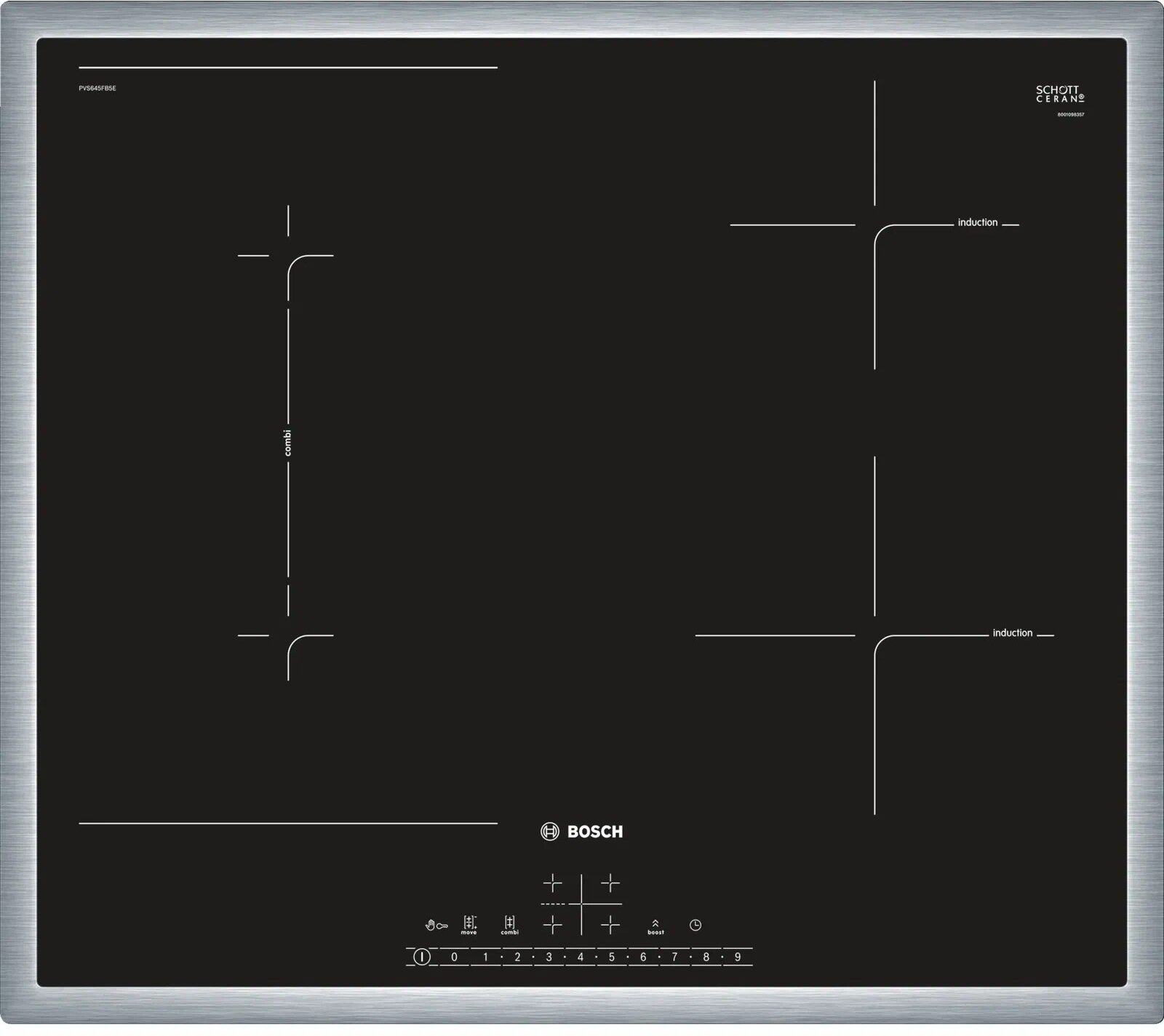 Индукционная варочная поверхность Bosch PVS645FB5E черный - фото №1