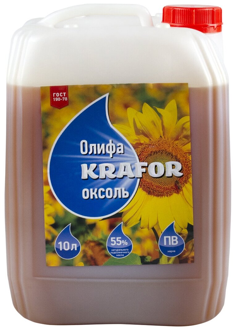 Олифа Оксоль Krafor, для деревянных и металлических поверхностей, 10 л, бесцветная