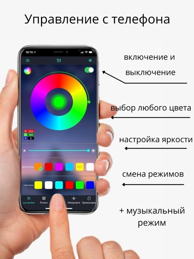 Подсветка в машину в ноги авто RGB салона LED лента