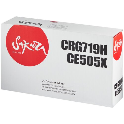 Картридж CRG719H/CE505X для HP, Canon, лазерный, черный, 6400 страниц, Sakura hi black расходные материалы ce505x canon 719h картридж hb ce505x для lj p2055d 2055dn 2055x 6 5к