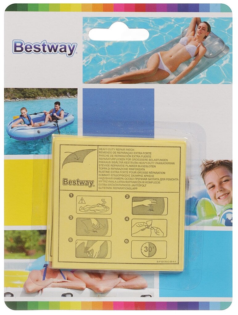Ремонтный комплект самоклеющиеся заплатки, заплатки для бассейна, 10 штук, Bestway 62068 - фотография № 11
