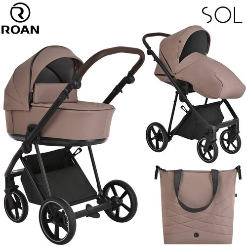 Коляска 2 в1 Roan Sol Cocoa/Black/ручка темно-коричневый