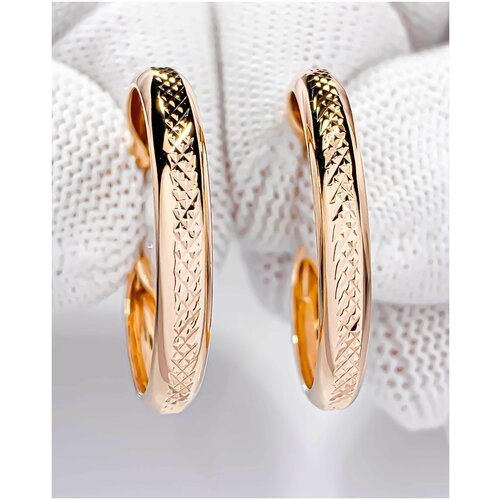 Серьги Trade Jewelry Серьги-конго с рисунком из серебра 925 пробы (покрытие золото 585) диаметр 25мм