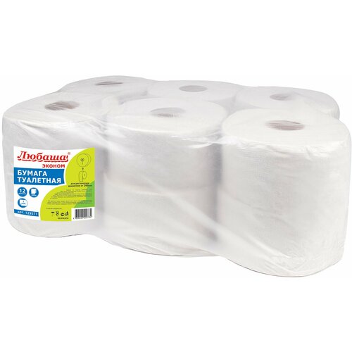 Бумага туалетная любаша (Система T2) 1-слойная 12 рулонов по 200 метров, цвет серый, 129571, 129571 (МП-39) . Комплект - 1 шт.