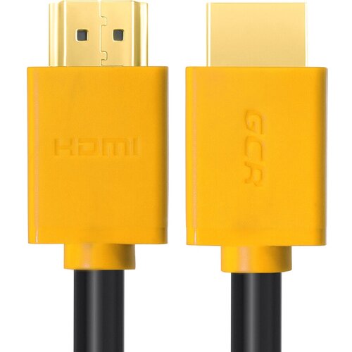 GCR Кабель 3.0m HDMI версия 1.4, черный, желтые коннекторы, OD7.3mm, 30/30 AWG, позолоченные контакты, Ethernet 10.2 Гбит/с, 3D, 4K GCR-HM440-3.0m, экран Greenconnect GCR-HM440-3.0m