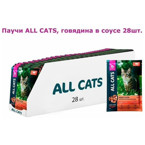 ALL CATS корм консервированный для кошек тефтельки с говядиной в соусе 85 г*28шт