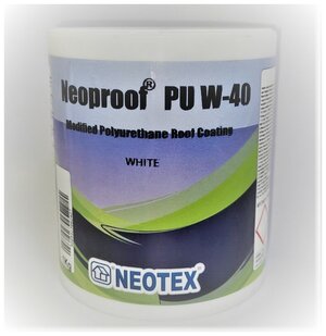 Гидроизоляционная УФ стойкая полиуретановая мастика Neoproof PU W-40 1кг Белая, для крыш и других поверхностей