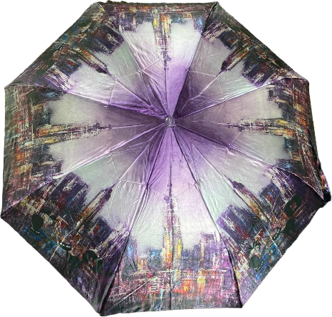 Смарт-зонт GALAXY OF UMBRELLAS, автомат, 3 сложения, купол 105 см., 9 спиц, чехол в комплекте, для женщин, фиолетовый