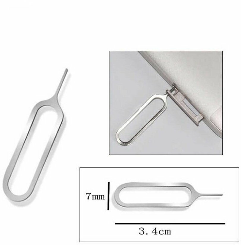Кольцо для брелока + Металлическая булавка для открытия отсека sim-карты (4 Штуки)