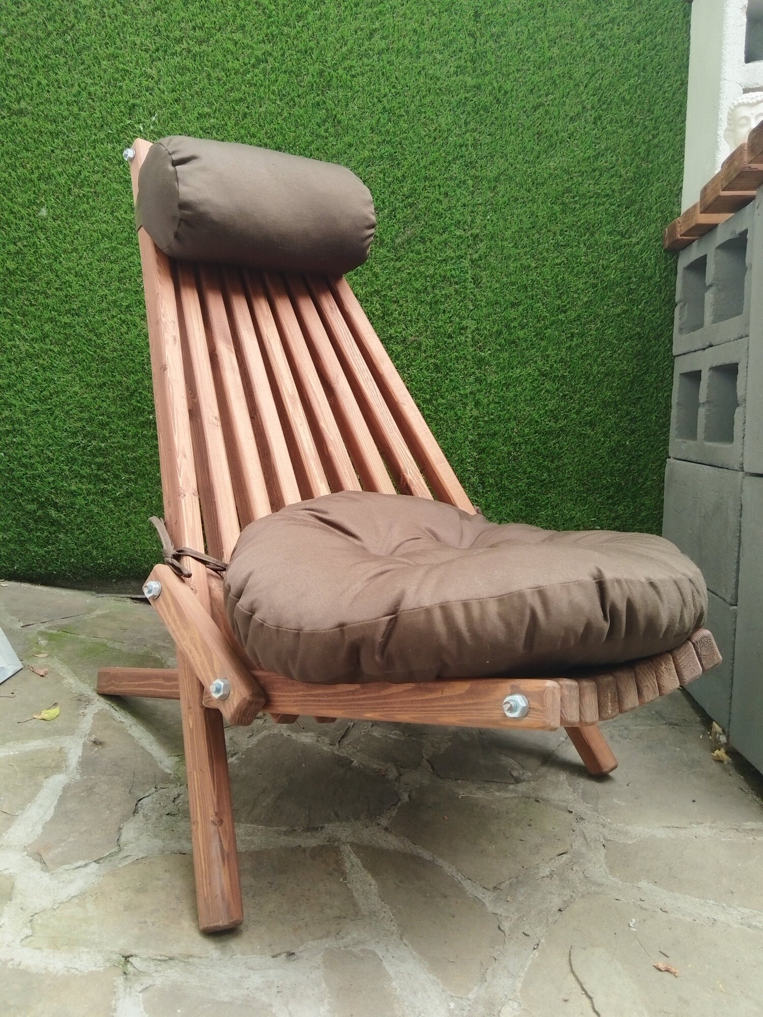 подушка круглая для шезлонга, кресла кентукки / гамака / стула, цвет темный хаки - фотография № 2