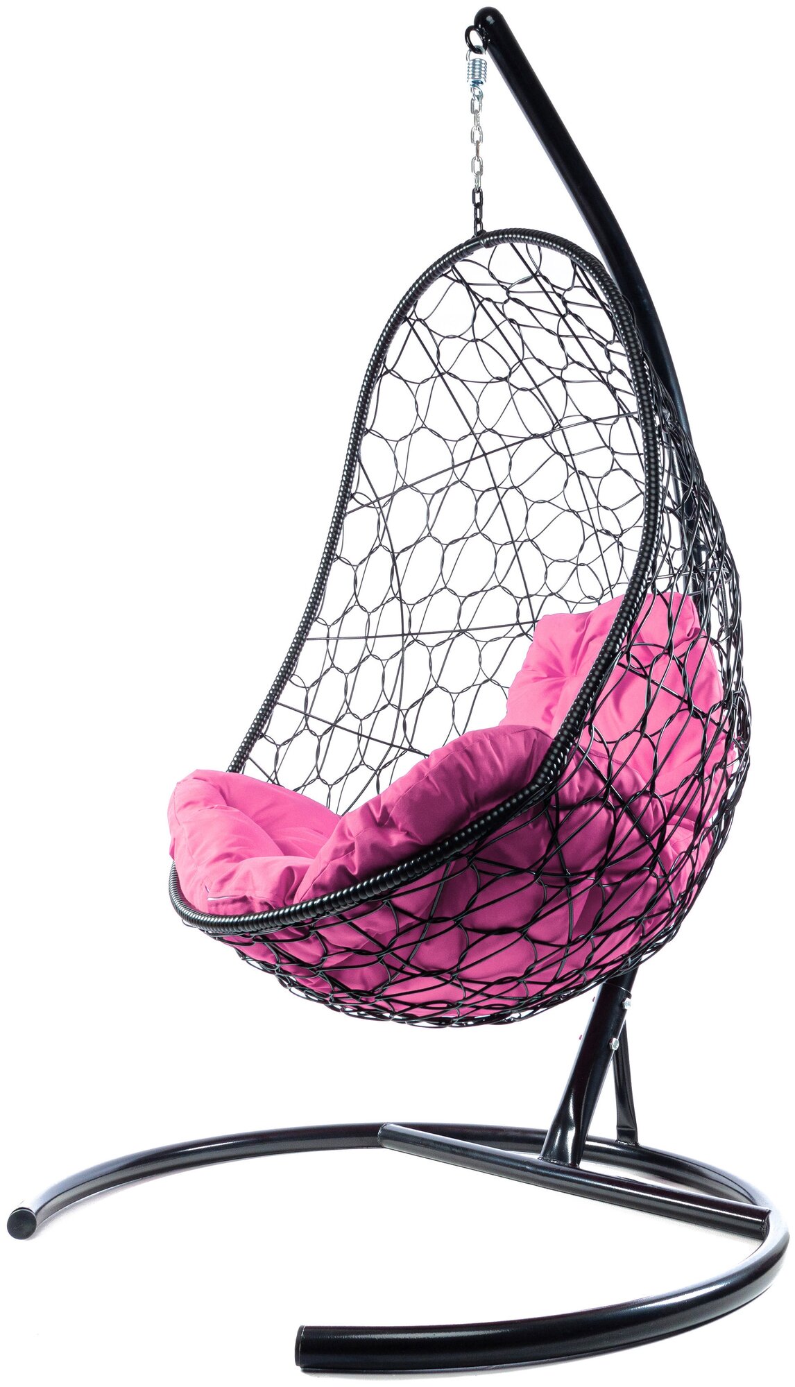 Подвесное кресло m-group овал ротанг чёрное, розовая подушка - фотография № 3