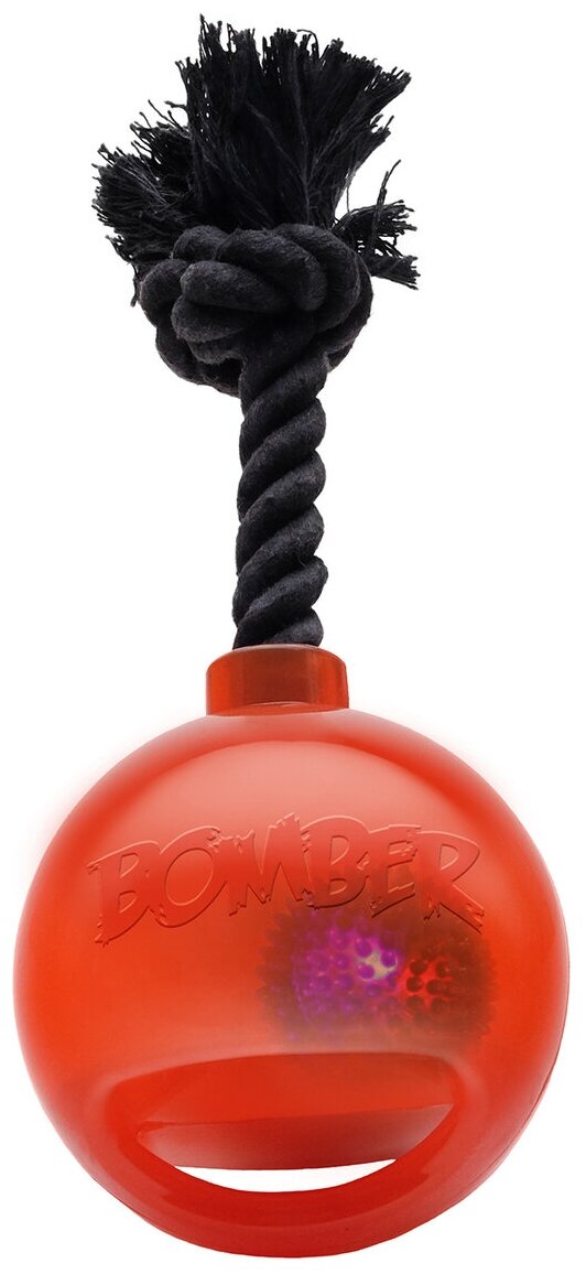 Bomber Мяч светящийся с ручкой на веревке, оранжевый 12,7см HAGEN - фото №1