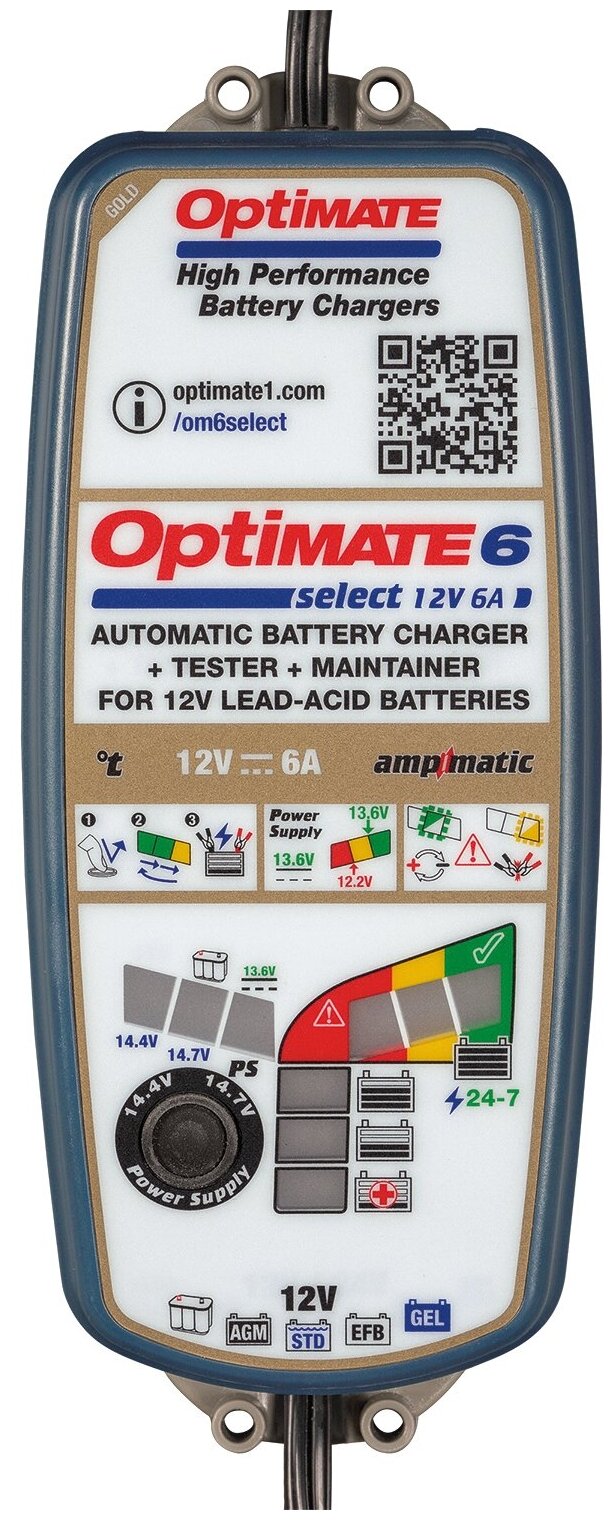 Зарядное устройство OptiMate 6 Select Gold (1х0.4-6, 12V), TM370 - фото №2