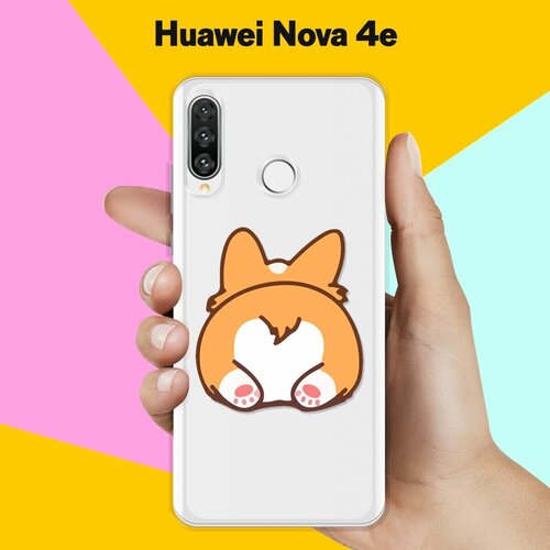 Силиконовый чехол Корги лежит на Huawei Nova 4e силиконовый чехол корги узором на huawei nova 4e