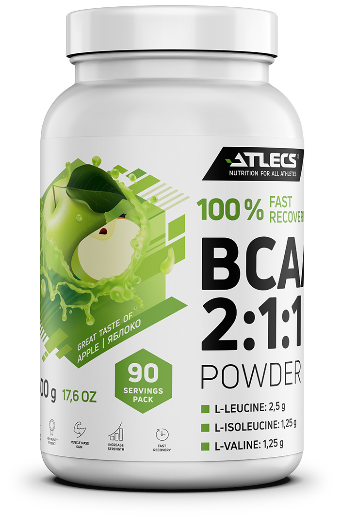 Atlecs BCAA 2.1.1, 500 g, (яблоко)