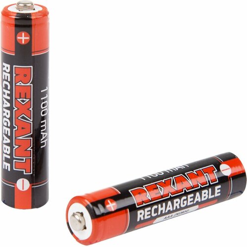Аккумуляторные батарейки мизинчиковые REXANT AAA, 2 шт. в упаковке батарейка lr44 ag13 rexant rexant 301045 цена за 1 шт rexant арт 301045