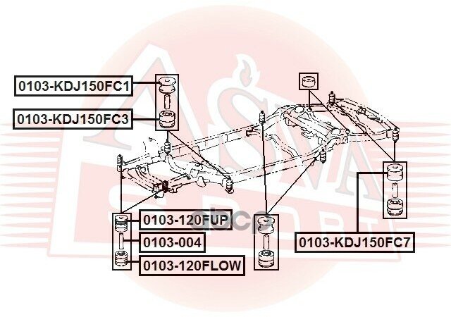 Подушка Рамы Toyota Land Cruiser Prado 120 Grj12#/Kdj12#/Rzj12#/Trj12 ASVA арт. 0103-KDJ150FC3