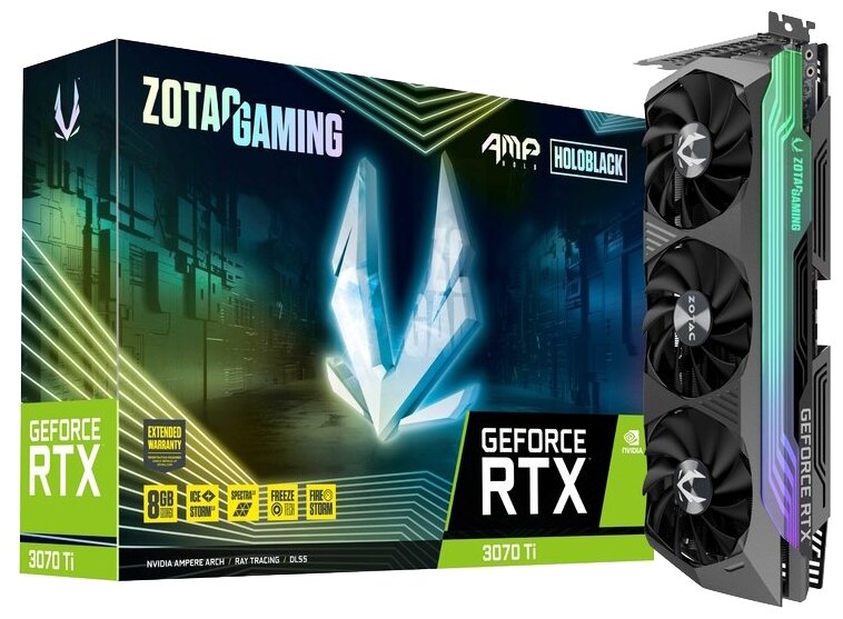 Видеокарта ZOTAC GAMING GeForce RTX 3070 Ti AMP Holo 8GB ZT-A30710F-10P Retail