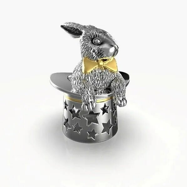 Сувенир ювелирный серебряный колокольчик с кроликом