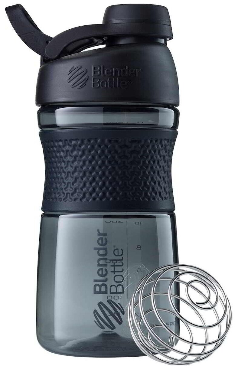 Бутылка-шейкер для воды спортивная BlenderBottle Sportmixer Twist Tritan с завинчивающейся крышкой, 591мл, черный