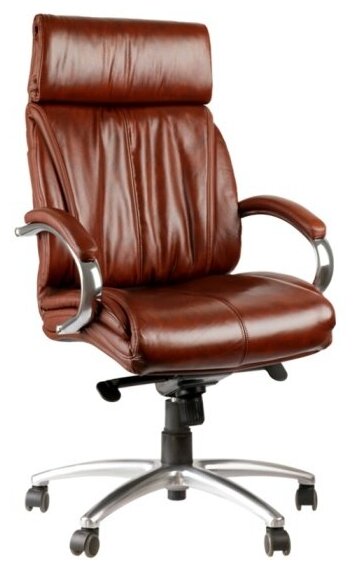 Кресло руководителя Helmi HL-ES04 "Strength" повыш. прочности, кожа бордовая, мультибл, хром, до 250кг
