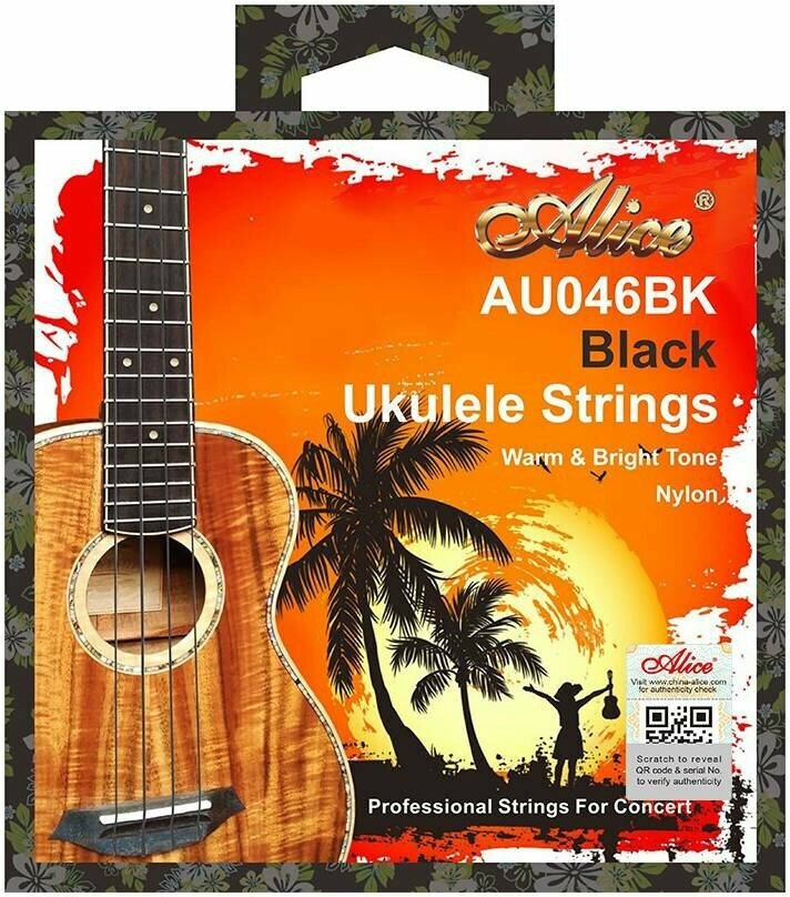 Струны для укулеле концерт ALICE AU046BK-C натяжение Standard, черные