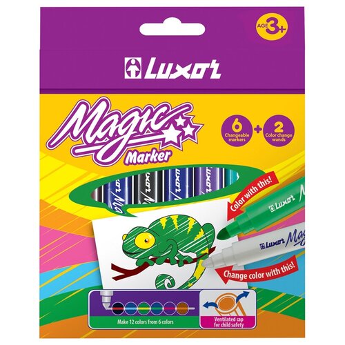 Фломастеры меняющие цвет Luxor Magic, 06цв.+2, 8шт, картон, европодвес