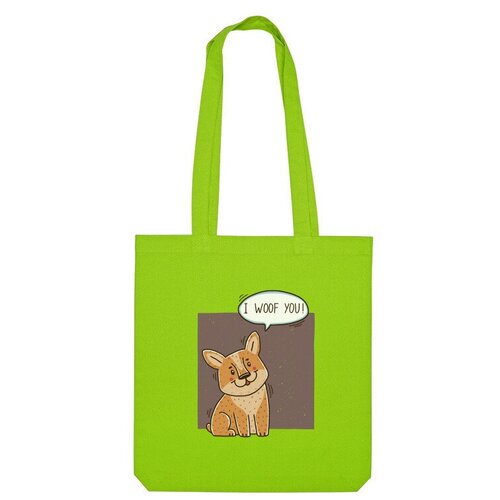 Сумка шоппер Us Basic, зеленый сумка милый корги подарок любителю собак серый